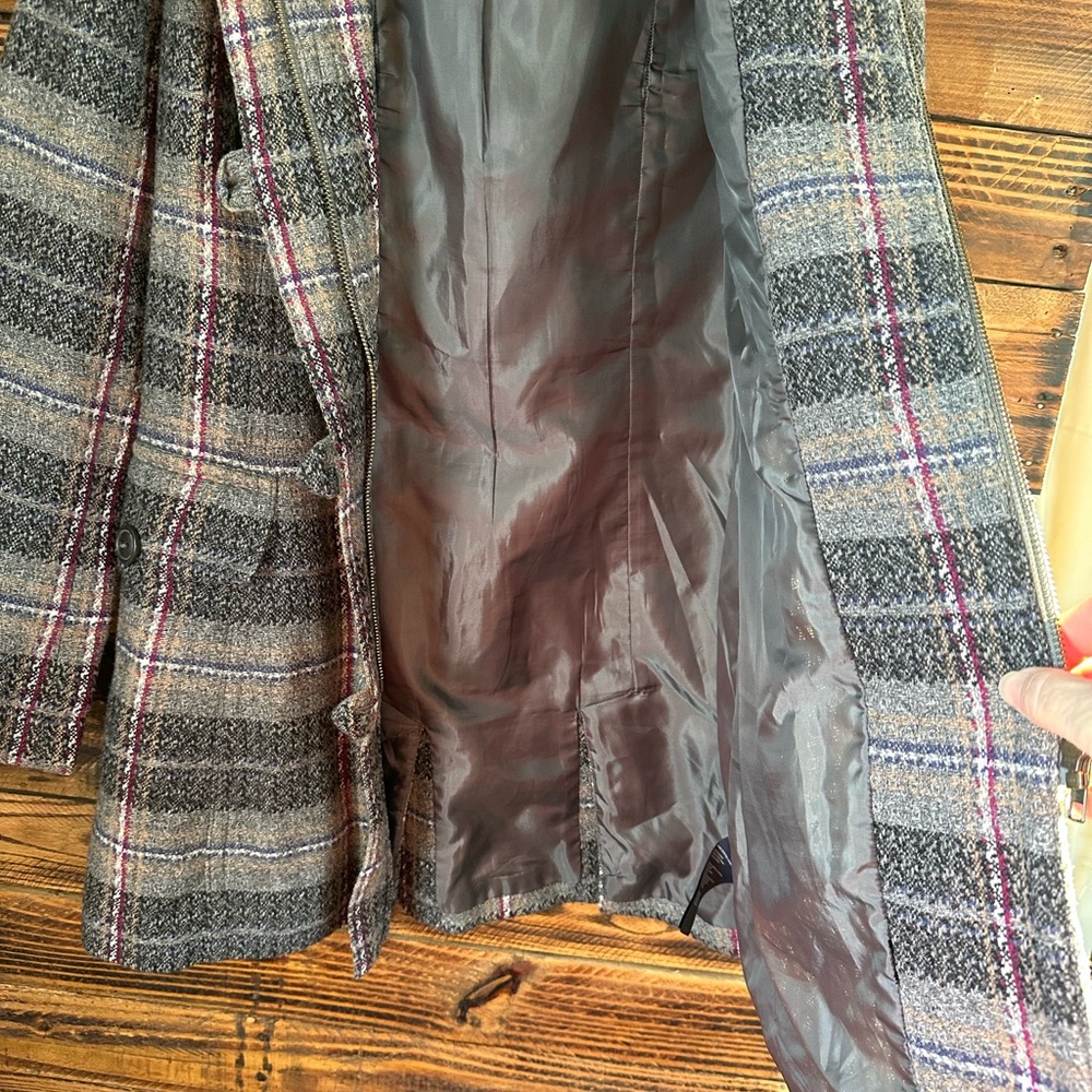 Tommy Hilfiger Women's Wool Blend‎ Hooded Plaid Coat Size Small - Picture 5 of 12